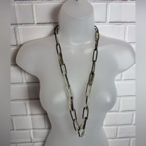 Vintage jewelry gold silver and bronze Elegant Multi-Color Chain Necklace